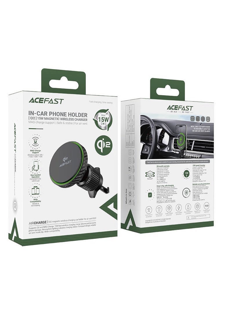 ACEFAST - Fast Qi2 Wireless Charger Magnetic Car Holder D33 – Magnetic Mount for Fast Wireless Charging, Compatible with iPhone, Samsung & Qi-Enabled Devices, Adjustable Angle, Secure Phone Hold for Cars, Easy Installation - Image 1