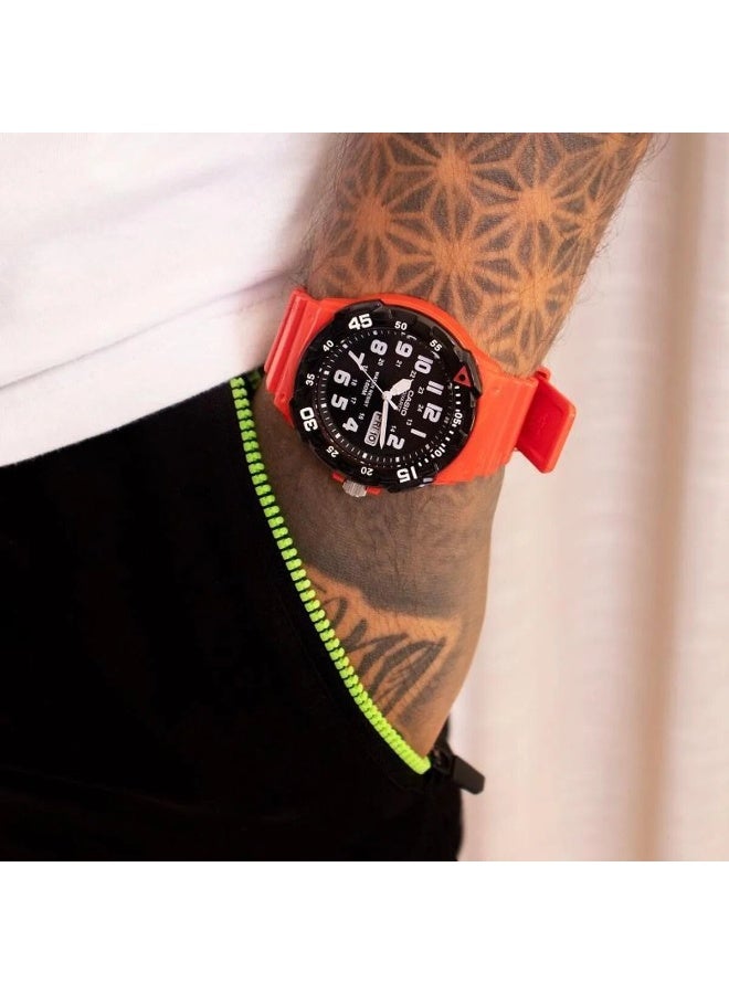 Casio MRW-200HC-4BVDF Men’s Sports Watch – Black Dial | Red Resin Strap & Red Bezel | 100M Water Resistance - Image 3