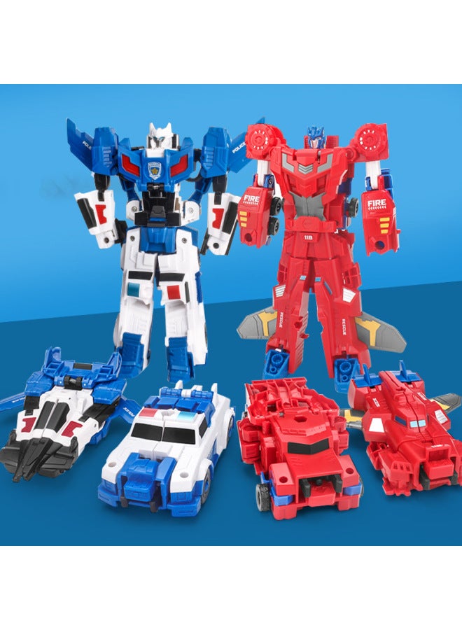 Large Fit Deformation Toy Collision Deformation Robot Collision Magnetic Two-in-one Deformation Robot Boy-Color:Large Guard Special Police  - Image 2
