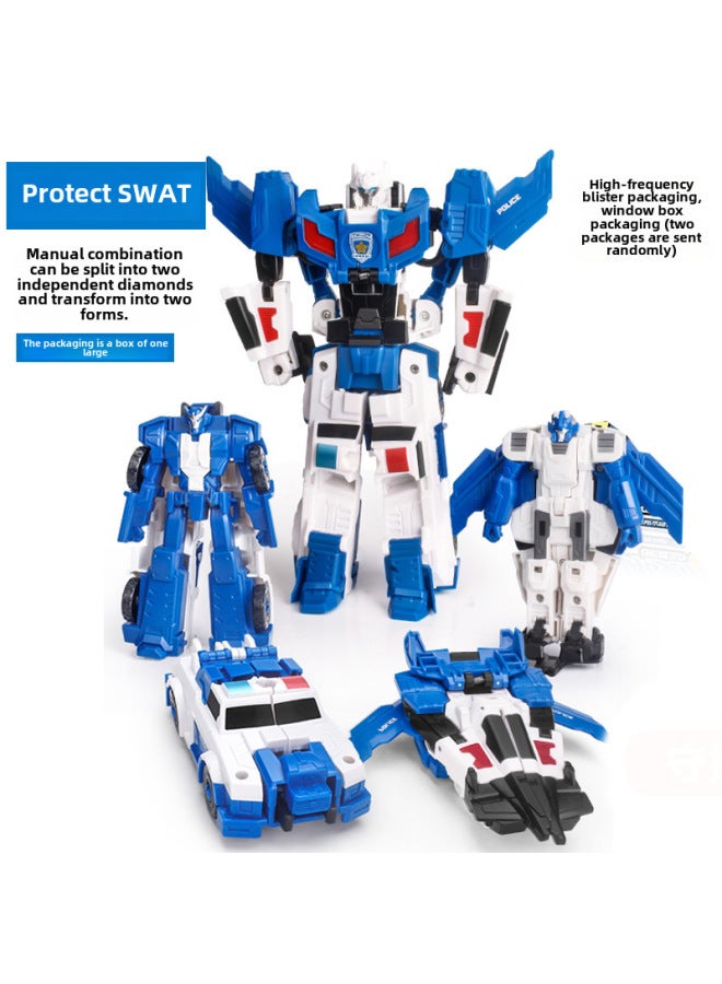 Large Fit Deformation Toy Collision Deformation Robot Collision Magnetic Two-in-one Deformation Robot Boy-Color:Large Guard Special Police  - Image 1