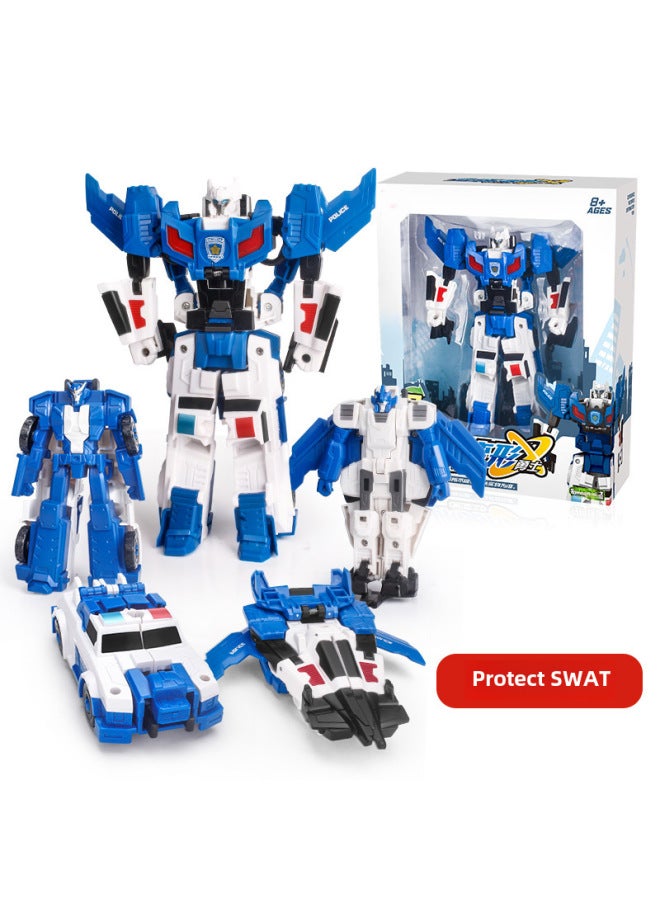 Large Fit Deformation Toy Collision Deformation Robot Collision Magnetic Two-in-one Deformation Robot Boy-Color:Large Guard Special Police  - Image 5