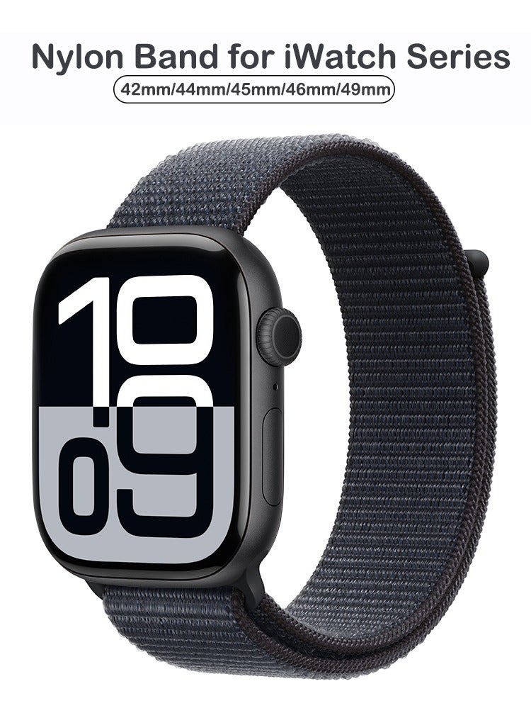 BOSART Nylon Replacement Wrist Band for iWatch Series 10 46mm, Compatible with iWatch Band 42mm/44mm/45mm/46mm/49mm, for iWatch Ultra Series 10 9 8 SE 7 6 5 4 3 2 1 - Image 1