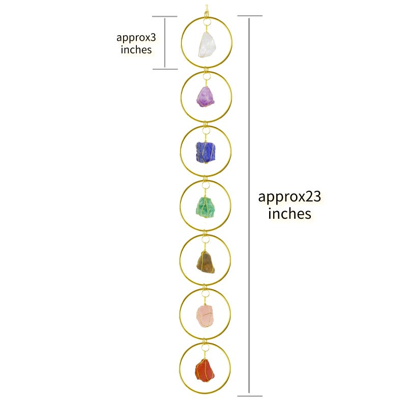Anjiucc Handmade Natural Gemstone Crystal Hanging Ornaments 7 Chakra Feng Shui Ornaments for Home Decoration Window Decor(A-Style 9) - Image 5