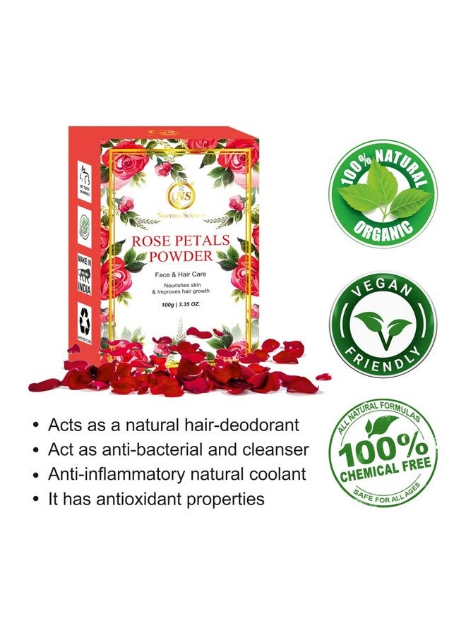 Nuerma Science Rose Petal Powder for Fair Complexion, Skin Glow, Tan Removal, Anti-Ageing & Face Moisturizing, 100 GM, Pack of 3 (300 GM) - Image 2