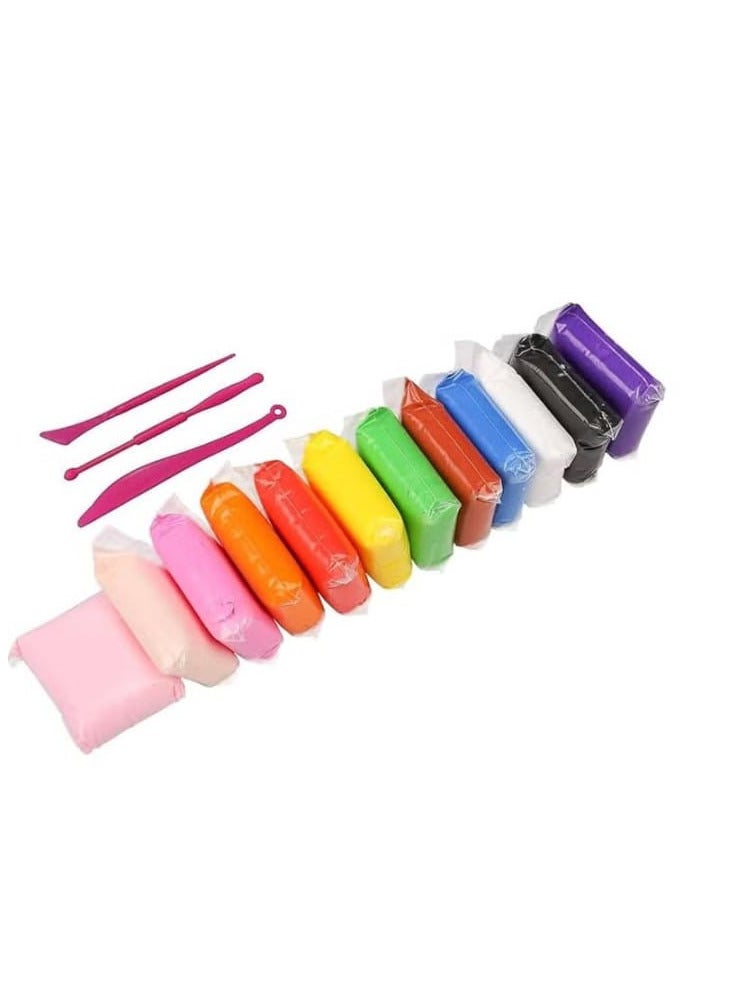 Bingo Air-Dry Clay, 12 Small Bags + Tools, for Kids. - Image 1
