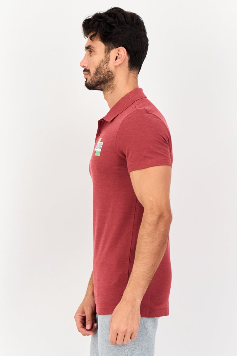 PUMA قميص بولو خارجي للرجال بقصة ضيقة بأكمام قصيرة، مارون فاتح - Image 2