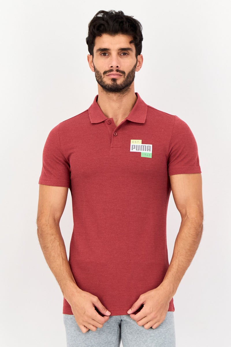PUMA قميص بولو خارجي للرجال بقصة ضيقة بأكمام قصيرة، مارون فاتح - Image 1