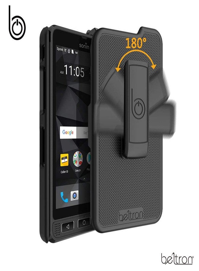 جراب مع حافظة لهاتف Sonim XP8، مشبك حزام شديد التحمل من BELTRON مع مشبك دوار لهاتف Sonim XP8 (AT&T FirstNet Sprint XP8800) - تثبيت آمن وحامل مدمج (متين وموثوق وخفيف الوزن) - أسود - Image 3