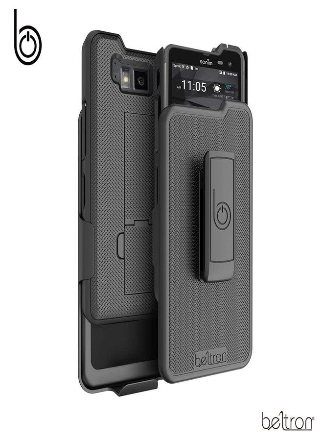 جراب مع حافظة لهاتف Sonim XP8، مشبك حزام شديد التحمل من BELTRON مع مشبك دوار لهاتف Sonim XP8 (AT&T FirstNet Sprint XP8800) - تثبيت آمن وحامل مدمج (متين وموثوق وخفيف الوزن) - أسود - Image 2