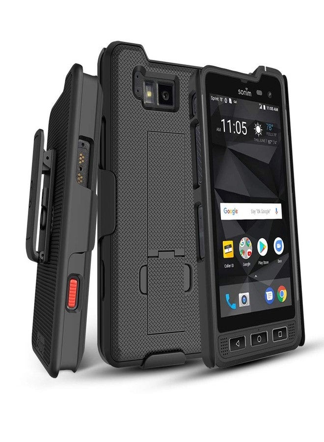 جراب مع حافظة لهاتف Sonim XP8، مشبك حزام شديد التحمل من BELTRON مع مشبك دوار لهاتف Sonim XP8 (AT&T FirstNet Sprint XP8800) - تثبيت آمن وحامل مدمج (متين وموثوق وخفيف الوزن) - أسود - Image 1