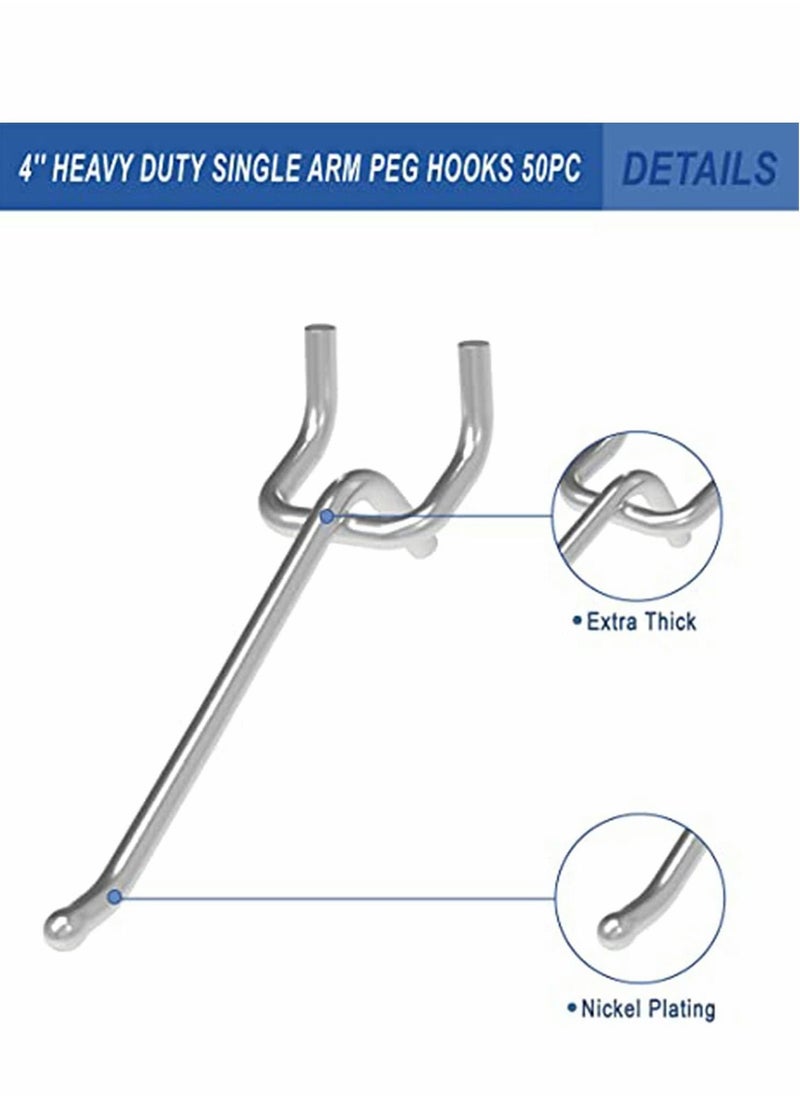 Pegboard Hooks, Peg Super Heavy Duty Metal Shelving with Ball Assortment Sturdy Fits 1/4” Garage Storage Organizer 10Packs 4 inch  - Image 2