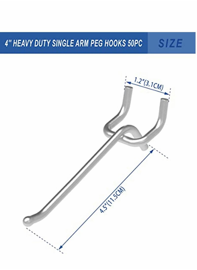 Pegboard Hooks, Peg Super Heavy Duty Metal Shelving with Ball Assortment Sturdy Fits 1/4” Garage Storage Organizer 10Packs 4 inch  - Image 3