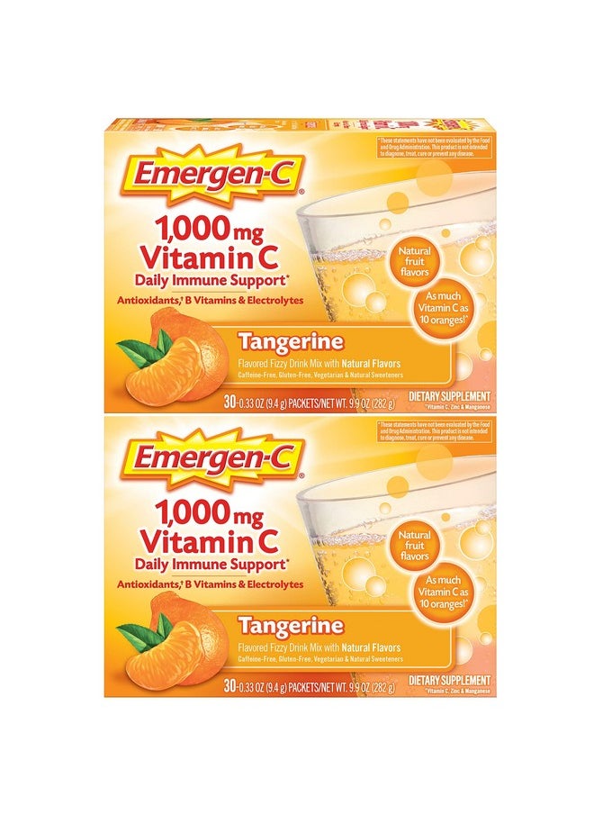 Emergen-C 1000Mg Vitamin C Powder With Antioxidants B Vitamins And Electrolytes Vitamin C Supplements For Immune Support Caffeine Free Drink Mix Tangerine Flavor 60 Count/2 Month Supply  - Image 2