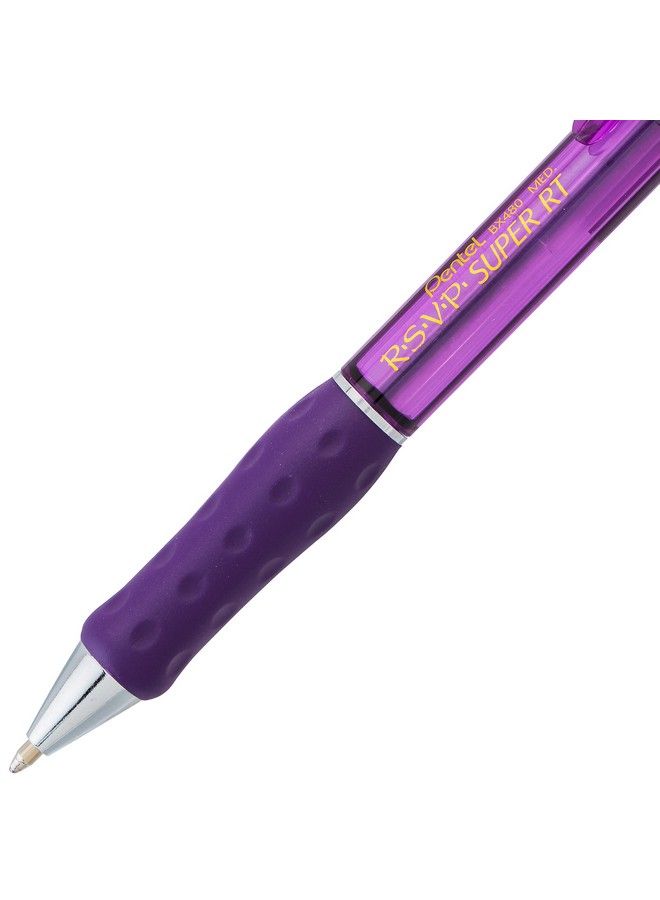 Pentel Rsvp Super Rt Ballpoint Pen (1.0Mm) Medium Line Violet Ink 2Pk Bx480Bp2V - Image 5