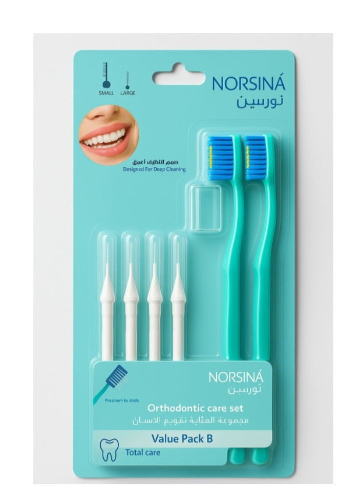 نورسينا مجموعة العناية بتقويم الأسنان فرش أسنان مخصصة للتقويم فرش بينية للتنظيف العميق عناية شاملة بالأسنان مع التقويم  مستورد - Image 1
