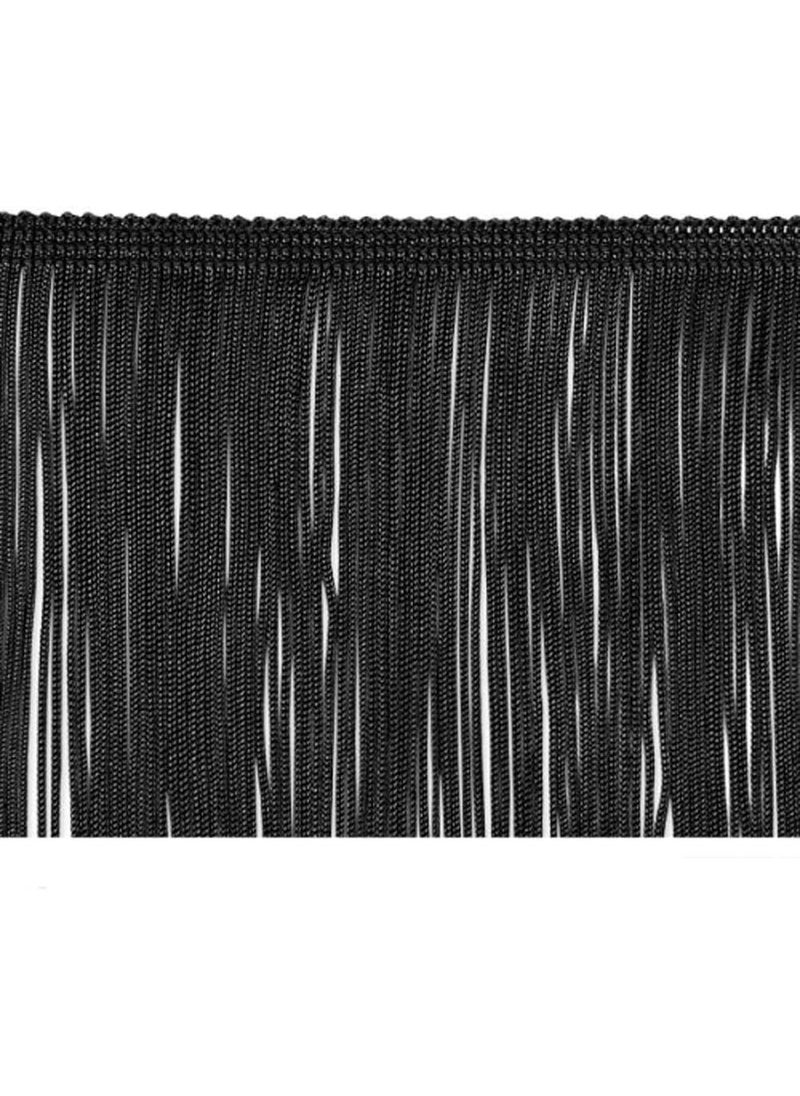 KOLIGHT KOLIGHT 10yards Width 12inch Polyester Lace Tassel Fringe Trim Decoration for Latin Dress Stage Clothes Lamp Shade Black  - Image 2