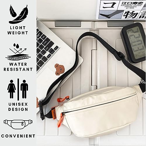 Tressential Waist Bag for Men Women | Cross Body Fanny Pack for Hiking, Travel, Camping, Outdoor Sports, Cycling | Money Belt with Adjustable Strap (White) - Image 3
