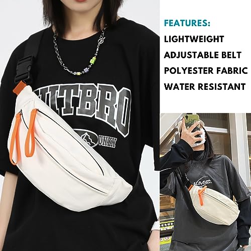 Tressential Waist Bag for Men Women | Cross Body Fanny Pack for Hiking, Travel, Camping, Outdoor Sports, Cycling | Money Belt with Adjustable Strap (White) - Image 2