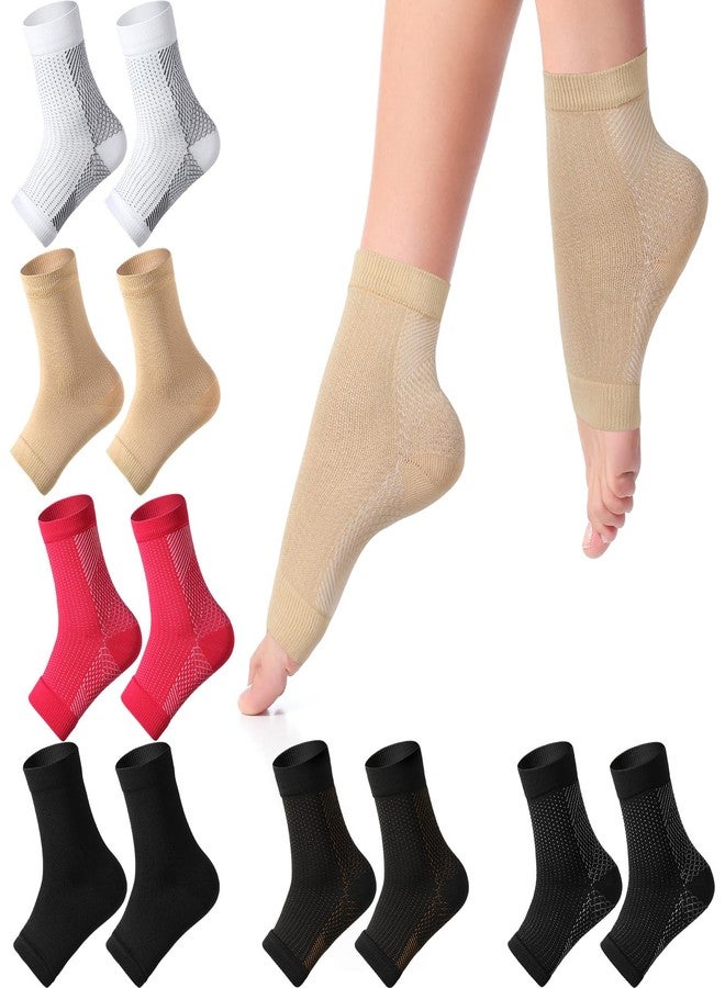 Geyoga 7 Pairs Ankle Compression Sleeves Ankle Brace Socks Plantar Fasciitis Relief Sock with Foot Arch Support for Women Men Relieves Foot Heel Pain (Size XXL) - Image 1