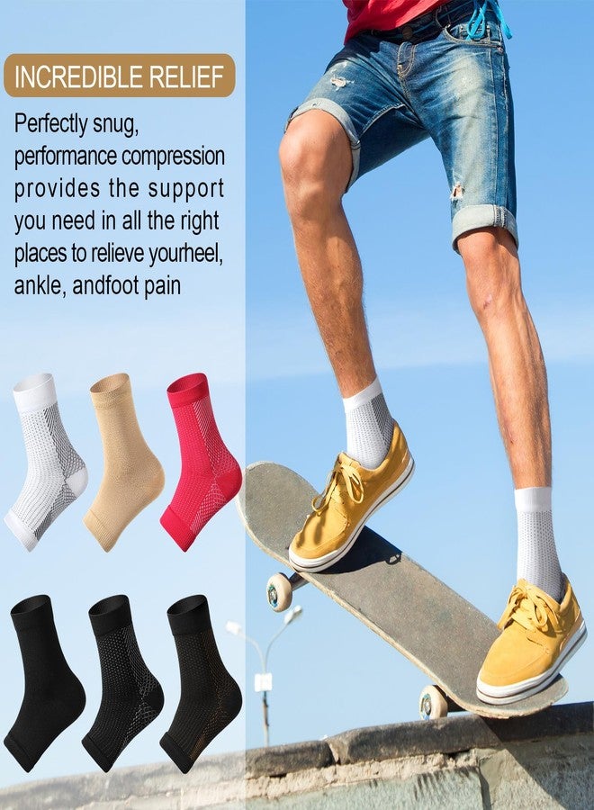 Geyoga 7 Pairs Ankle Compression Sleeves Ankle Brace Socks Plantar Fasciitis Relief Sock with Foot Arch Support for Women Men Relieves Foot Heel Pain (Size XXL) - Image 4
