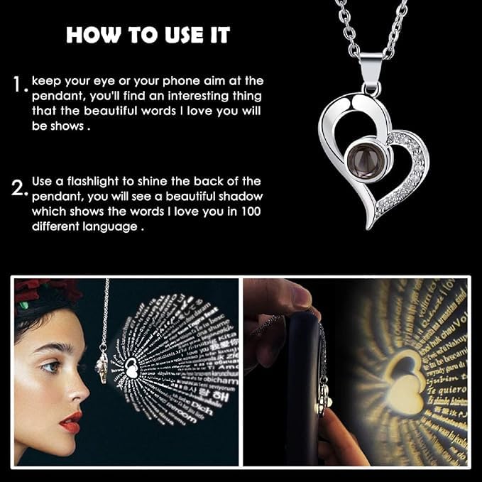 PRIMIL Preserved Rose with Heart Love You Necklace in 100 Languages Gift Set Flower Gift for Girlfriend Wife Mom on Mothers Day Valentines Day Anniversary Christmas Birthday Gift for Women - Image 5