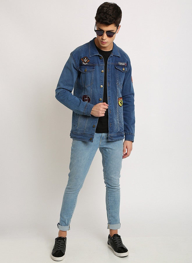 Kaali Peeli Spread Collar Washed Outdoor Denim Jacket - Image 4