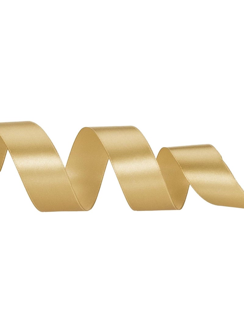 2.5cm Champaign Gold Solid Satin Ribbon, 22m Craft Fabric Ribbon for Gift Wrapping Floral Bouquets Wedding Party Decoration(Set of 2) - Image 2