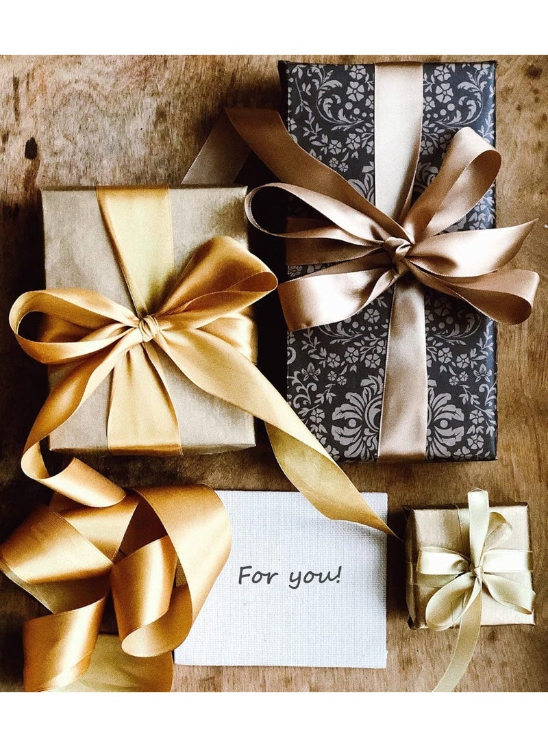 2.5cm Champaign Gold Solid Satin Ribbon, 22m Craft Fabric Ribbon for Gift Wrapping Floral Bouquets Wedding Party Decoration(Set of 2) - Image 3