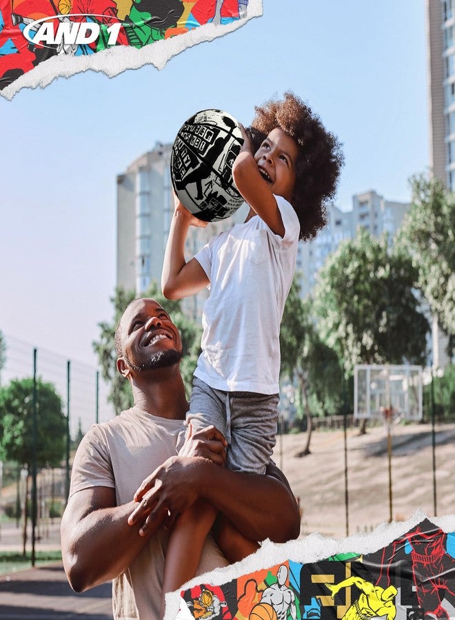 AND1 Street Art 27.5 Basketball : Youth Sized Rubber Streetball for Indoor and Outdoor Use, Deep Channel Construction and Durability, Ideal for Boys and Girls Ages 9-11, Includes 10” Pump - Image 5