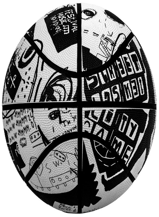 AND1 Street Art 27.5 Basketball : Youth Sized Rubber Streetball for Indoor and Outdoor Use, Deep Channel Construction and Durability, Ideal for Boys and Girls Ages 9-11, Includes 10” Pump - Image 2