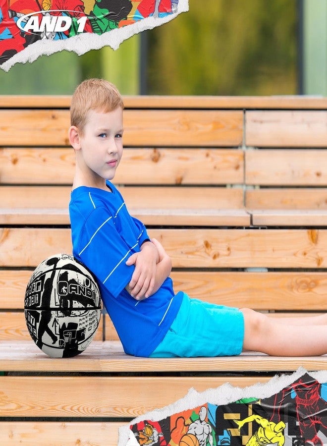 AND1 Street Art 27.5 Basketball : Youth Sized Rubber Streetball for Indoor and Outdoor Use, Deep Channel Construction and Durability, Ideal for Boys and Girls Ages 9-11, Includes 10” Pump - Image 4