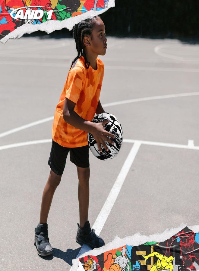 AND1 Street Art 27.5 Basketball : Youth Sized Rubber Streetball for Indoor and Outdoor Use, Deep Channel Construction and Durability, Ideal for Boys and Girls Ages 9-11, Includes 10” Pump - Image 3