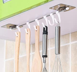 Nirant Magic Sticker Series Self Adhesive Bathroom Towel Hanger Hook Kitchen Hanger Hooks (6 Hooks) - Image 1