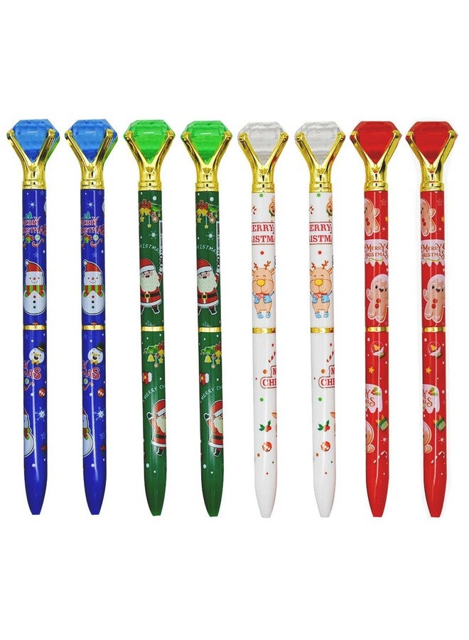 Maydahui Maydahui 8 Pcs Christmas Pens Xmas Diamond Ballpoint Pens Santa Claus Pens Tree Snowman Print Pens for Christmas New Year Party Gift Stocking Stuffers Desk Decor  - Image 1