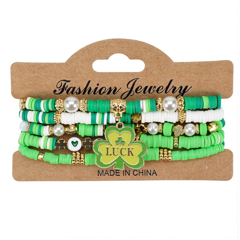 St Patricks Day Bracelet Set Parade Costume Party Green Lucky Jewelry Bands - Image 5