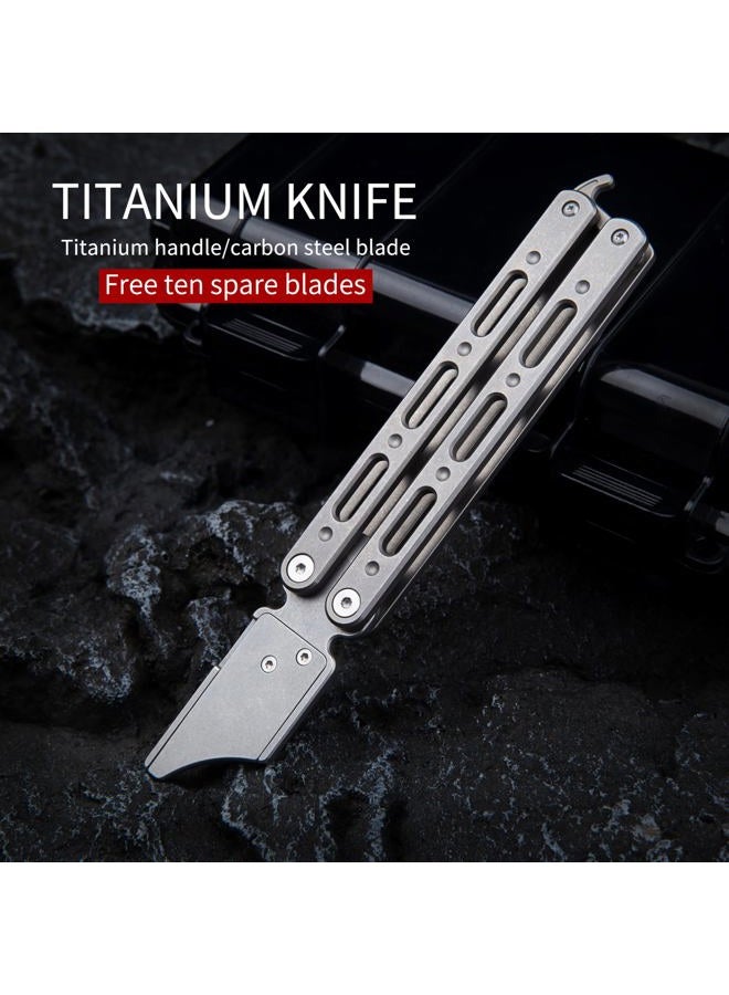 TGZUO Titanium Utility Knife with Clip Mini Pry Bar EDC Box Cutter Flipper Pocket Knife For Outdoor - Image 3