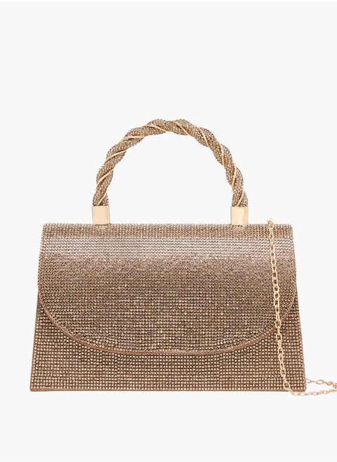 Women's Studded Satchel Bag with Handle and Chain Strap