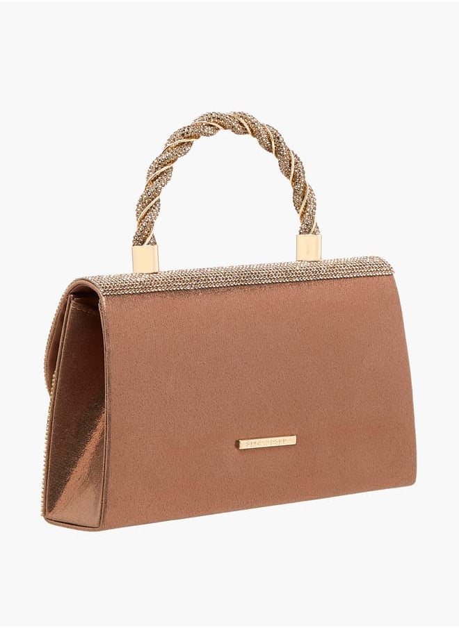 Flora Bella By Shoexpress Women's Studded Satchel Bag with Handle and Chain Strap  - Image 4