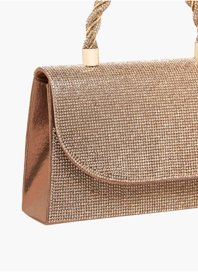 Flora Bella By Shoexpress Women's Studded Satchel Bag with Handle and Chain Strap  - Image 5