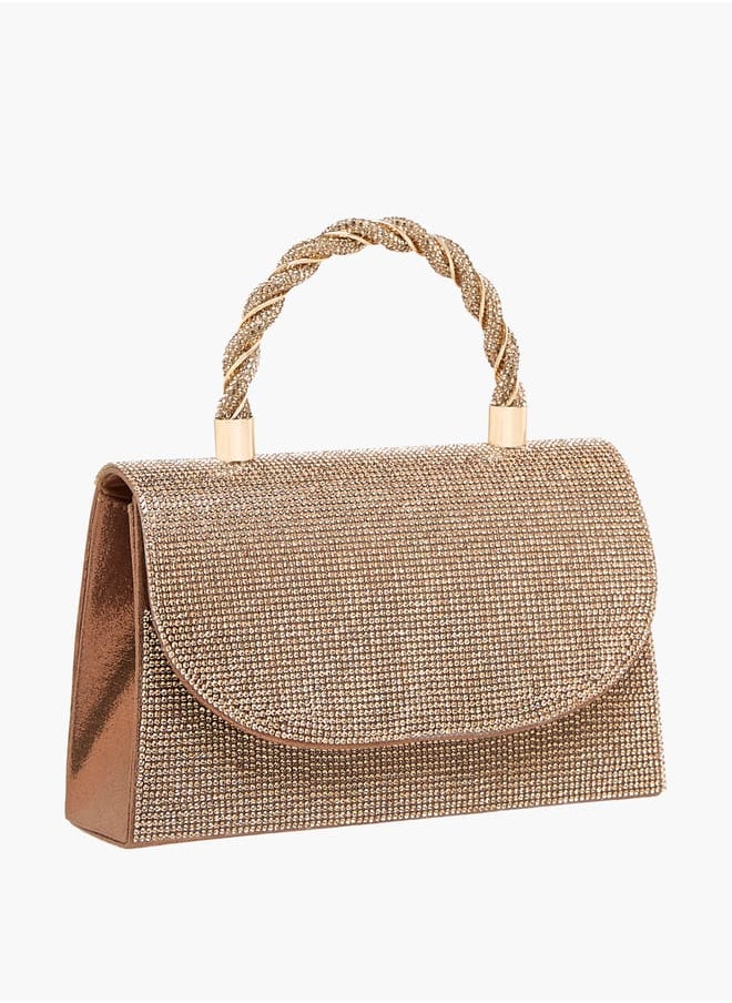 Flora Bella By Shoexpress Women's Studded Satchel Bag with Handle and Chain Strap  - Image 3