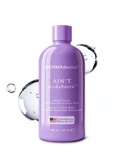 DERMAdoctor DERMAdoctor Aint Misbehavin Dermatologist Formulated Clarifying and Hydrating Toner with Glycolic Acid  Lactic Acid For Oily and Acne Prone Skin Pore Minimizer for Face and Body  6 fl oz 