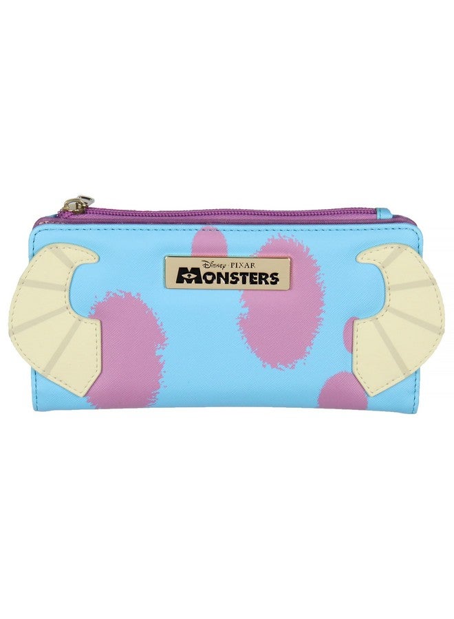Bioworld Disney Monsters Inc. Sulley 3D Horns Snap Closure Faux Leather Flap Women'S Metal Badge Wallet - Image 1