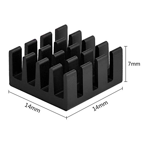 Easycargo 20pcs 14mm Heatsink 14x14x7mm, Black Anodized Aluminum Heat Sink for Cooling Cooler GPU Chips VRAM VGA VRAM RAM (14mmx14mmx7mm) - Image 2