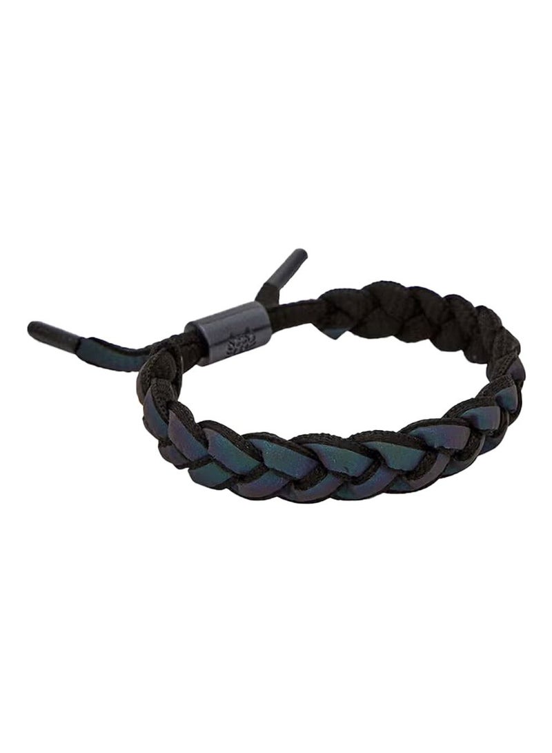 Holographic Reflective Bracelet,Comfort and Style, Suitable for both Men and Women,Adjustable Closure to Fit Most Types of Wrists，Fashionable Woven Bracelet,Hand Woven Leather Bracelet - Image 1