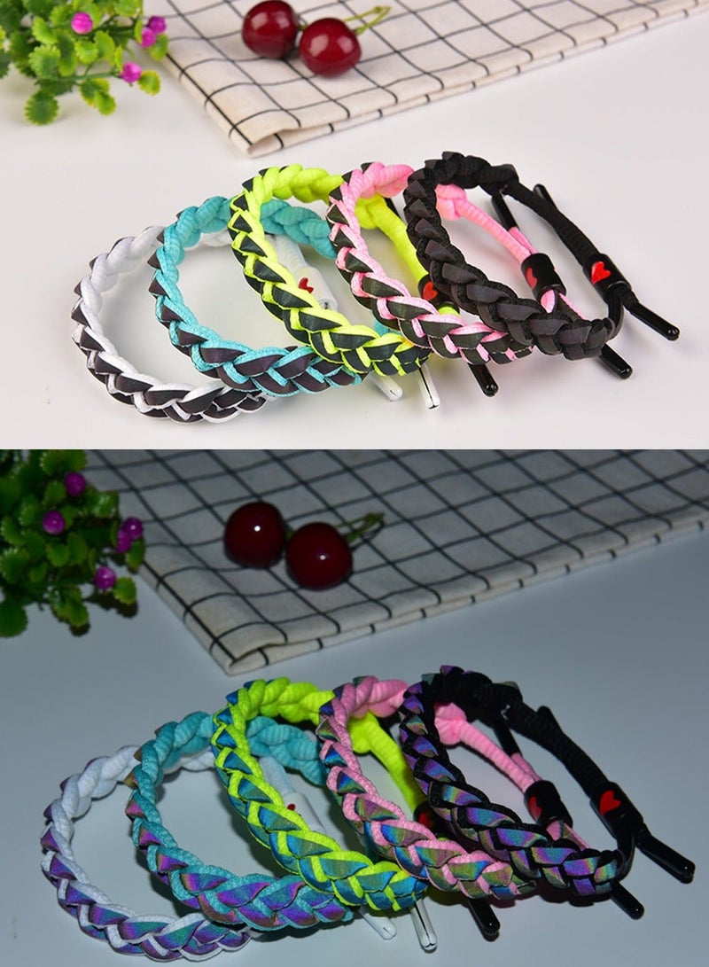 Holographic Reflective Bracelet,Comfort and Style, Suitable for both Men and Women,Adjustable Closure to Fit Most Types of Wrists，Fashionable Woven Bracelet,Hand Woven Leather Bracelet - Image 3