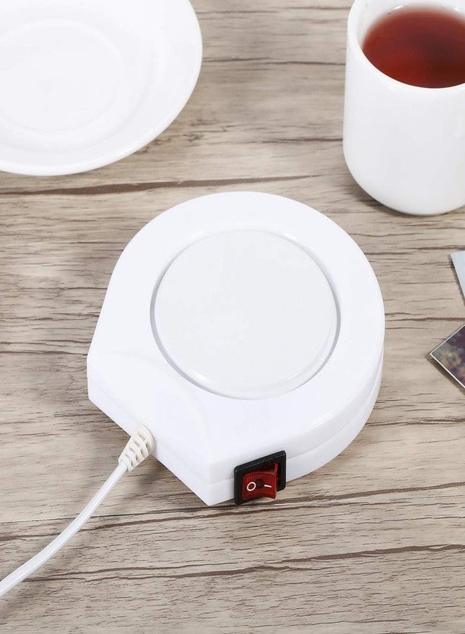Fdit Mug Warmer Mat,White Electric Powered Cup Warmer Heater Pad Coffee Tea Milk Mug US Plug 110V - Image 3