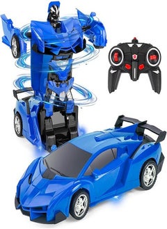 2 In 1 Transformer Deformation Robot Lamborghini Car - Remote Control  With Lights & Music (Blue)