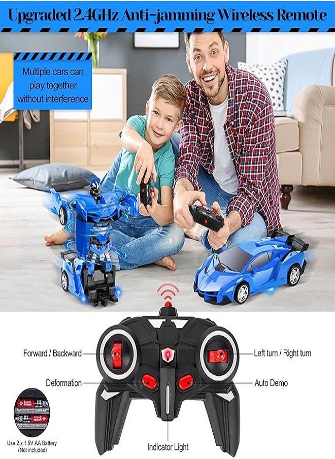 Generic - 2 In 1 Transformer Deformation Robot Lamborghini Car - Remote Control  With Lights & Music (Blue) - Image 1