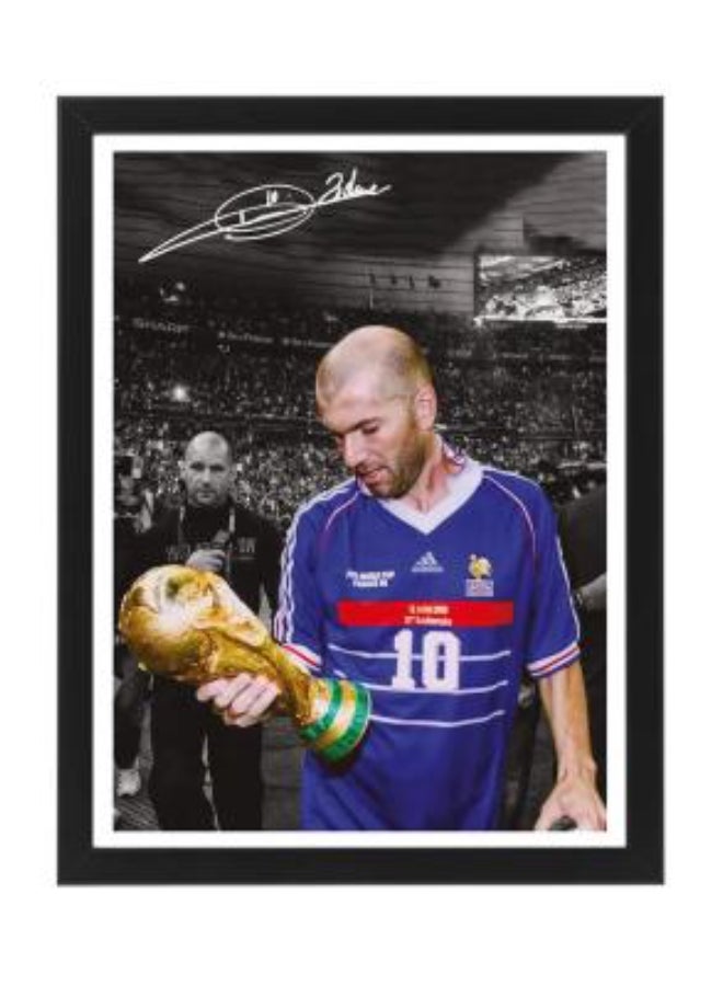 Boomah Accessories Zinedine Zidane France Legend Printed Autograph - Framed Poster 30x40cm - Football Memorabilia, Soccer Collectible, Gift for Fans , Man Cave