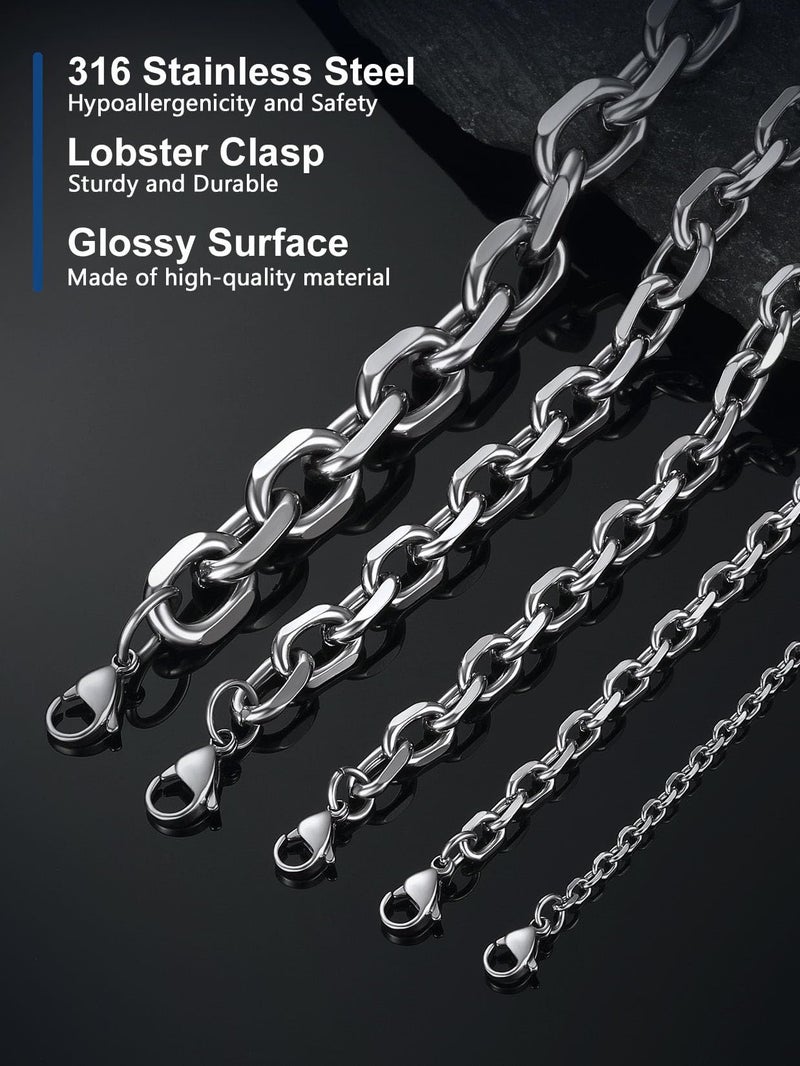 ChainsPro Stainless Steel Necklaces Mens 18inch Punk Cable Link Chain Gifts - Image 5